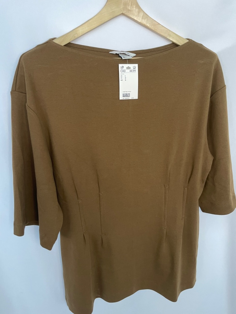 H&M Coffee Short Sleeve Knit Tee Size L